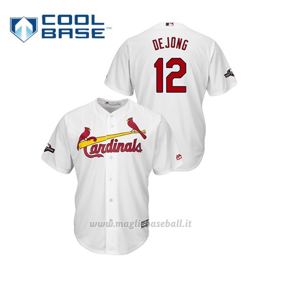 Maglia Baseball Uomo St. Louis Cardinals 12 Paul Dejong 2019 Postseason Cool Base Bianco
